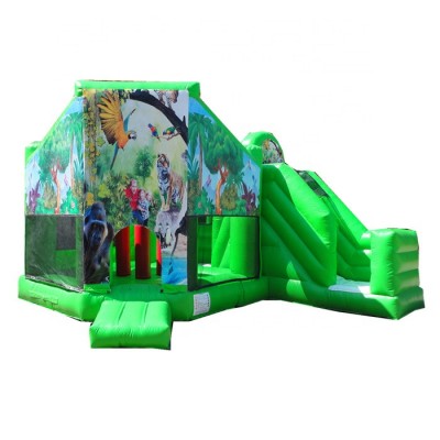 2019 inflatable Jungle combo castle bouncer with slide / park and forest play