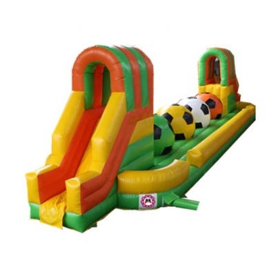 2019 commercial playground outdoor wipeout inflatable big baller with slide obstacle course