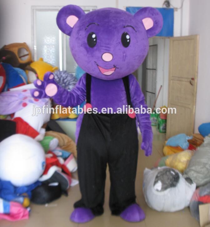 China cheap price purple color bear mascot costume with black pants