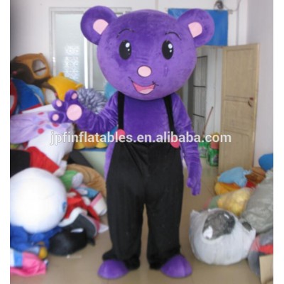 China cheap price purple color bear mascot costume with black pants