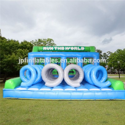 2018 commercial grade inflatable obstacle course with 4 lanes slide for team building